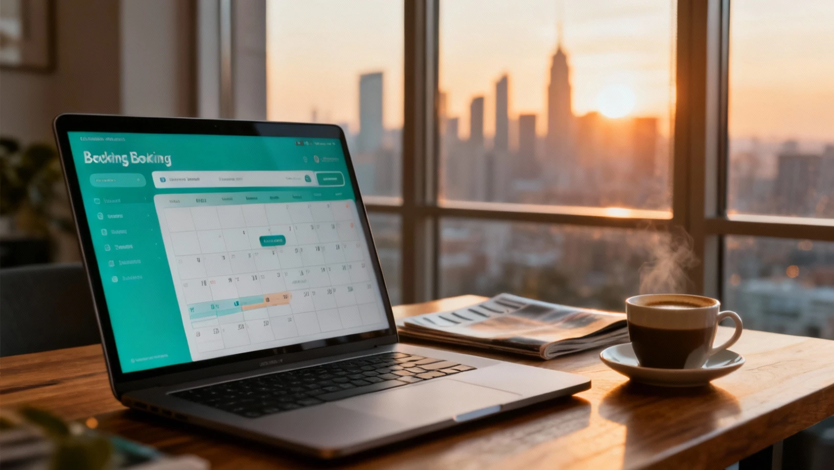 Espace de travail moderne avec interface de réservation