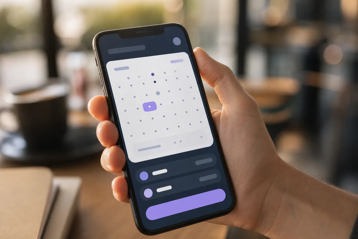 Smartphone affichant un calendrier de réservation stylisé