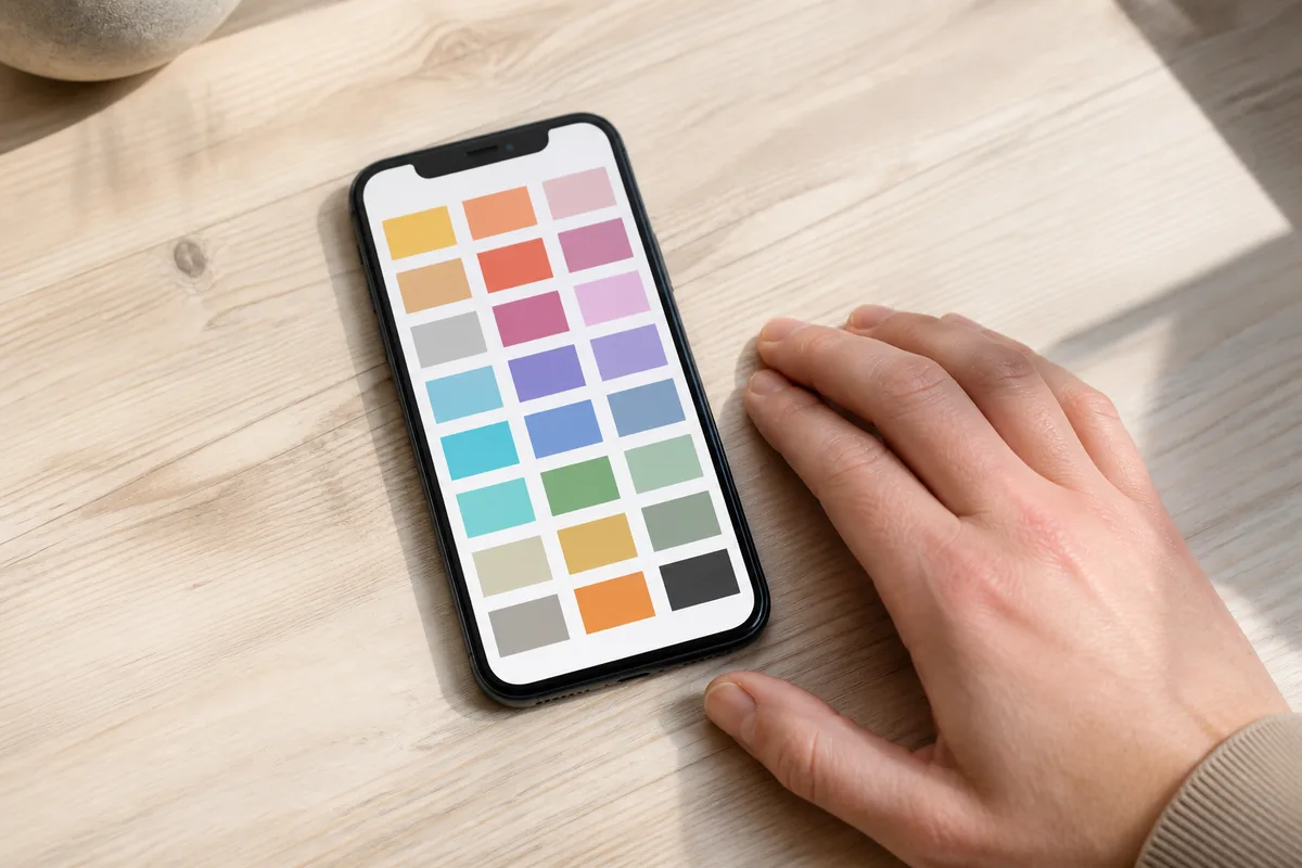 Téléphone posé sur une table en bois affichant un calendrier de créneaux horaires